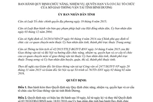 Quyết định 05/2016/QĐ-UBND nhiệm vụ quyền hạn cơ cấu tổ chức Sở Giao thông vận tải Bình Dương 2016