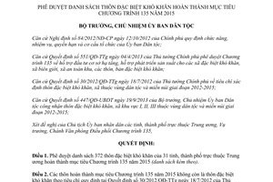 Quyết định 74/QĐ-UBDT danh sách thôn đặc biệt khó khăn hoàn thành mục tiêu chương trình 135 2016