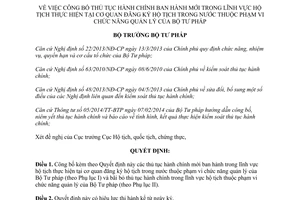 Quyết định 299/QĐ-BTP thủ tục hành chính ban hành mới Hộ tịch cơ quan đăng ký hộ tịch trong nước 2016