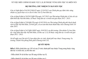 Quyết định 73/QĐ-UBDT điều chỉnh xã khu vực I II III vùng dân tộc miền núi
