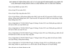 Thông tư 03/2016/TT-BTTTT quy định tiếp công dân xử lý giải quyết đơn khiếu nại tố cáo kiến nghị 2016