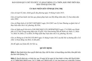 Quyết định 01/2016/QĐ-UBND quy chế tổ chức hoạt động của thôn khu phố Quảng Trị