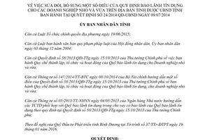 Quyết định 03/2016/QĐ-UBND sửa đổi 24/2014/QĐ-UBND bảo lãnh tín dụng doanh nghiệp Bình Dương