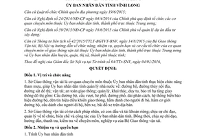 Quyết định 03/2016/QĐ-UBND nhiệm vụ quyền hạn tổ chức Sở Giao thông vận tải Vĩnh Long