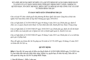 Quyết định 03/2016/QĐ-UBND sửa đổi 14/2015/QĐ-UBND tổ chức bộ máy Sở Tư pháp Bình Thuận