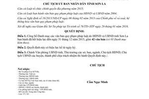 Quyết định 257/QĐ-UBND danh mục văn bản pháp luật hết hiệu lực Sơn La 2015 2016