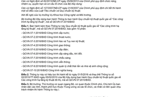 Thông tư 01/2016/TT-BXD quy chuẩn kỹ thuật quốc gia các công trình hạ tầng kỹ thuật