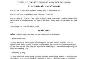 Quyết định 09/2016/QĐ-UBND hỗ trợ hoạt động xúc tiến thương mại Đồng Tháp