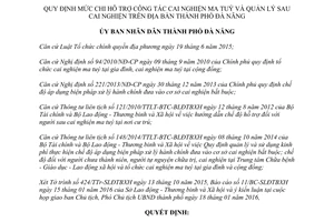 Quyết định 05/2016/QĐ-UBND mức chi hỗ trợ công tác cai nghiện ma túy sau cai nghiện thành phố Đà Nẵng