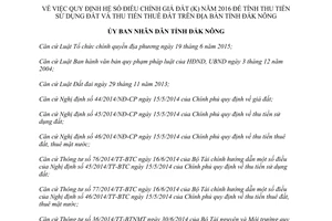 Quyết định 03/2016/QĐ-UBND điều chỉnh giá đất K để tính thu tiền sử dụng thuê đất Đắk Nông 2016