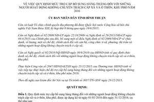 Quyết định 04/2016/QĐ-UBND mức trợ cấp bổ sung hàng tháng người hoạt động không chuyên trách Bình Thuận