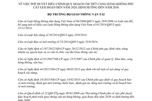 Quyết định 353/QĐ-BGTVT quy hoạch chi tiết cảng hàng không Phù Cát 2020 2030 2016