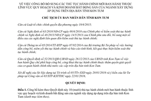 Quyết định 56/QĐ-UBND thủ tục hành chính mới lĩnh vực quy hoạch kinh doanh bất động sản Kon Tum 2016