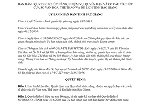 Quyết định số 90/2016/QĐ-UBND chức năng quyền hạn cơ cấu sở văn hóa thể thao du lịch Bắc Giang 2016