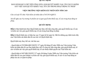 Quyết định 51/QĐ-VKSTC-V12 quy chế tiếp công dân kiểm sát giải quyết khiếu nại tố cáo tư pháp 2016