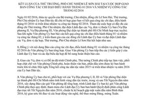 Thông báo 10/TB-UBDT công tác chỉ đạo điều hành tháng 1 nhiệm vụ công tác 2 2016