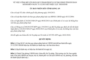 Quyết định 488/QĐ-UBND văn bản ban hành đến ngày 31/12/2015 hiệu lực thi hành Long An 2016