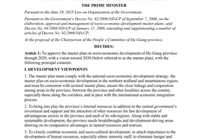 Decision 206/QD-TTg master plan socio economic development Ha Giang province 2020 2030