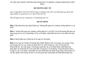 Quyết định 363/QĐ-BYT hướng dẫn giám sát phòng chống bệnh do vi rút Zika