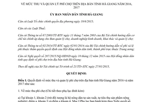 Quyết định 02/2016/QĐ-UBND mức thu quản lý phí chợ Hà Giang 2016 2017