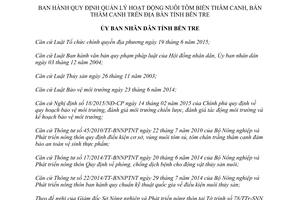 Quyết định 08/2016/QĐ-UBND quản lý hoạt động nuôi tôm biển thâm canh bán thâm canh Bến Tre