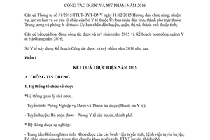 Kế hoạch 15/KH-SYT công tác dược mỹ phẩm Hà Giang 2016