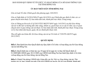 Quyết định 05/2016/QĐ-UBND tổ chức hoạt động sở giao thông vận tải Đồng Nai 2016