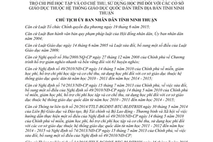 Quyết định 01/2016/QĐ-UBND thực hiện 15/2015/QĐ-UBND miễn giảm học phí học tập Ninh Thuận