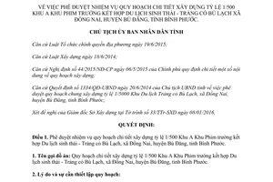 Quyết định 283/QĐ-UBND quy hoạch khu A phim trường du lịch sinh thái Trảng cỏ Bù Lạch Bình Phước 2016