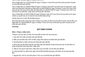 Thông tư 09/2016/TT-BQP hướng dẫn nghị định 112/2014/NĐ-CP quản lý cửa khẩu biên giới đất liền