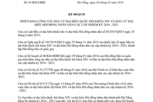 Kế hoạch 01/KH-UBBC công tác bầu cử đại biểu quốc hội khóa XIV hội đồng nhân dân Đà Nẵng 2016 2021