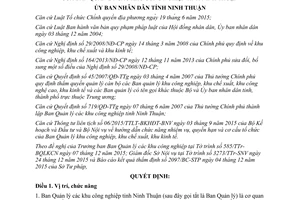 Quyết định 02/2016/QĐ-UBND nhiệm vụ quyền hạn cơ cấu tổ chức Ban Quản lý khu công nghiệp Ninh Thuận