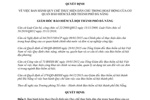 Quyết định 55/QĐ-BHXH quy chế dân chủ cơ quan Bảo hiểm xã hội Đà Nẵng 2016