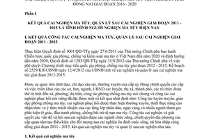Kế hoạch 1009/KH-UBND cai nghiện và quản lý sau cai nghiện ma túy Đồng Nai 2016 2020