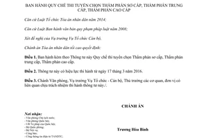 Thông tư 02/2016/TT-TANDTC thi tuyển chọn thẩm phán sơ cấp trung cấp cao cấp