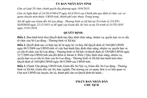 Quyết định 368/QĐ-UBND chức năng nhiệm vụ quyền hạn cơ cấu tổ chức Sở Lao động Bình Định 2016