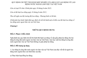 Nghị định 11/2016/NĐ-CP quy định chi tiết Bộ luật Lao động lao động nước ngoài làm việc tại Việt Nam