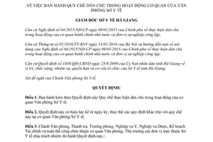 Quyết định 235/QĐ-SYT quy chế dân chủ trong hoạt động cơ quan Văn phòng Sở Y tế Hà Giang 2016