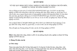 Quyết định 49/QĐ-SNN chức năng nhiệm vụ phòng nghiệp vụ Sở Nông nghiệp Tuyên Quang 2016