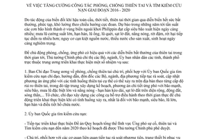 Chỉ thị 03/CT-TTg phòng chống thiên tai tìm kiếm cứu nạn 2016 2020