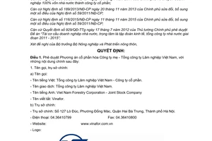 Quyết định 215/QĐ-TTg 2016 phê duyệt Phương án cổ phần hóa Tổng công ty Lâm nghiệp Việt Nam