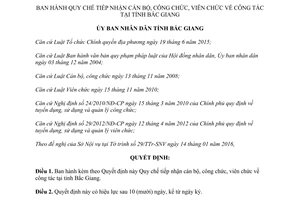 Quyết định 102/2016/QĐ-UBND quy chế tiếp nhận cán bộ công viên chức về công tác Bắc Giang 2016