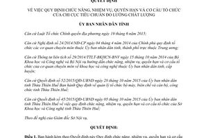 Quyết định 13/2016/QĐ-UBND quy định cơ cấu chi cục tiêu chuẩn đo lường chất lượng Thừa Thiên Huế 2016