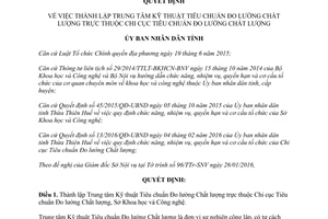 Quyết định 14/2016/QĐ-UBND thành lập Trung tâm kỹ thuật tiêu chuẩn đo lường chất lượng Huế 2016