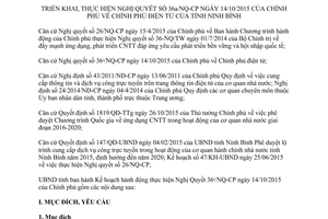 Kế hoạch 12/KH-UBND thực hiện Nghị Quyết 36a/NQ-CP Chính phủ điện tử của tỉnh Ninh Bình