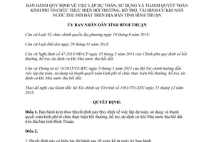 Quyết định 06/2016/QĐ-UBND dự toán kinh phí tổ chức thực hiện bồi thường hỗ trợ tái định cư Bình Thuận
