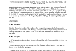 Kế hoạch 34/KH-UBND chương trình bảo vệ trẻ em Hà Nội giai đoạn 2016 2020