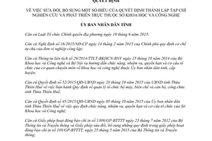 Quyết định 255/QĐ-UBND tạp chí nghiên cứu phát triển sở khoa học và công nghệ Thừa Thiên Huế 2016