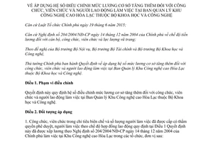 Quyết định 04/2016/QĐ-TTg mức lương cơ sở tăng Ban Quản lý Khu Công nghệ cao Hòa Lạc