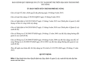 Quyết định 06/2016/QĐ-UBND quy định quản lý cây xanh đô thị Đà Nẵng